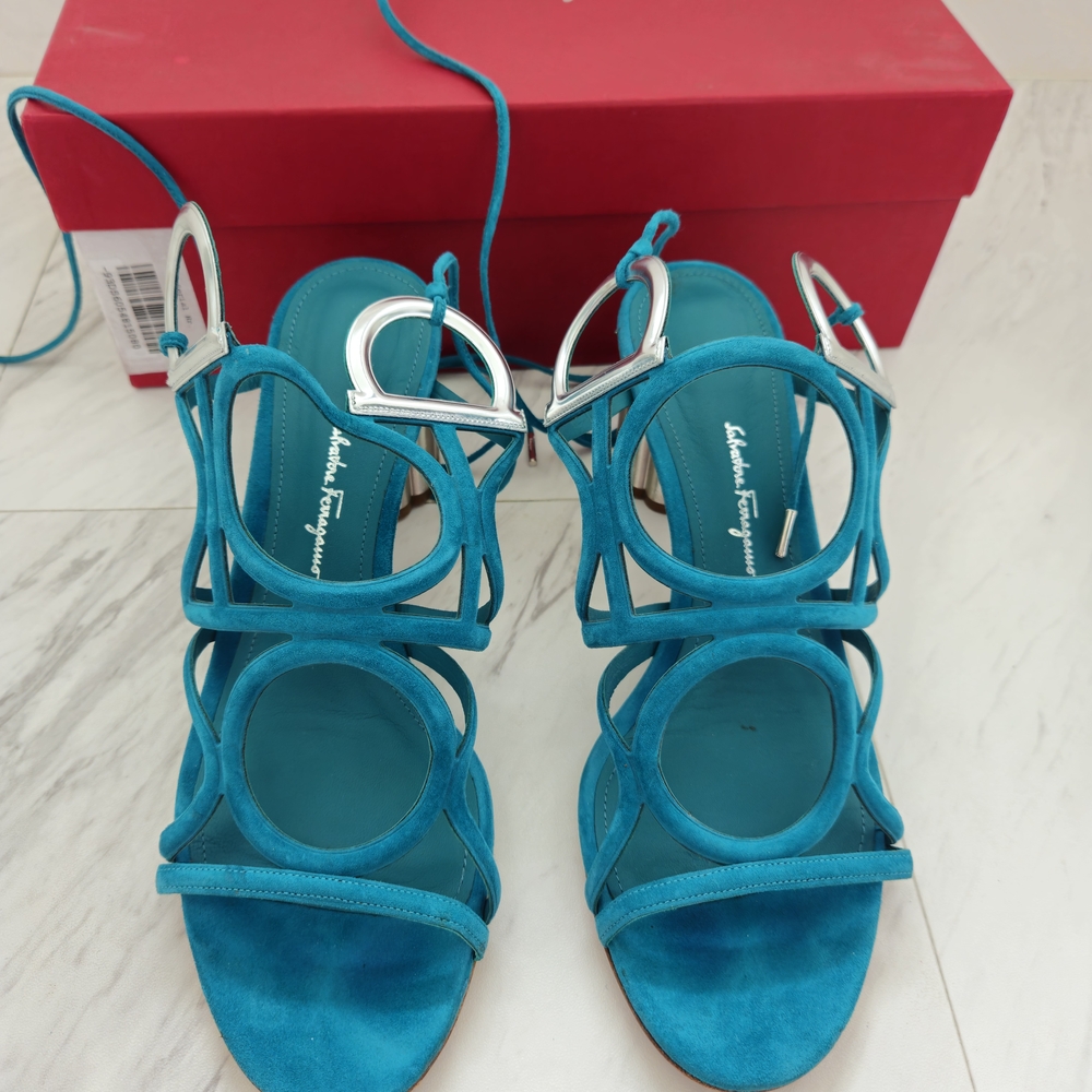 Salvatore Ferragamo Blue Strappy Sandals